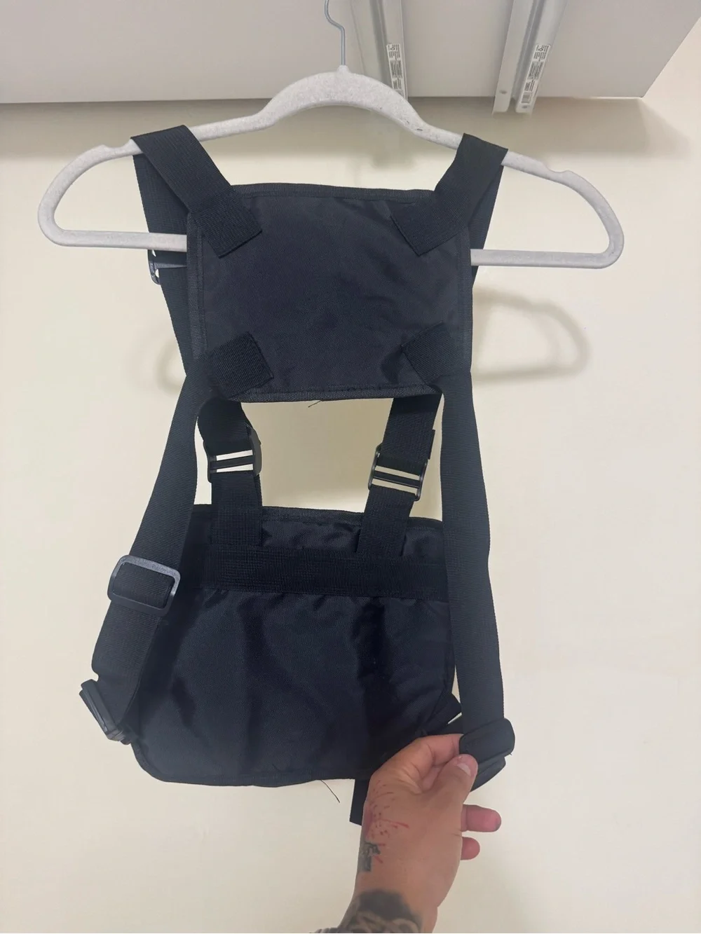 Supreme Black Tactical Chest Pack with Red Logo